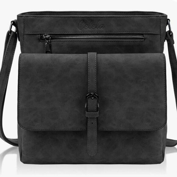 Celela Vegan Leather Cross Body Bag with Adjustable Strap ~ Classic Design - Picture 1 of 11